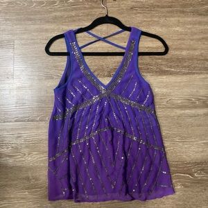 Ecoté Sequined Purple Tank Top